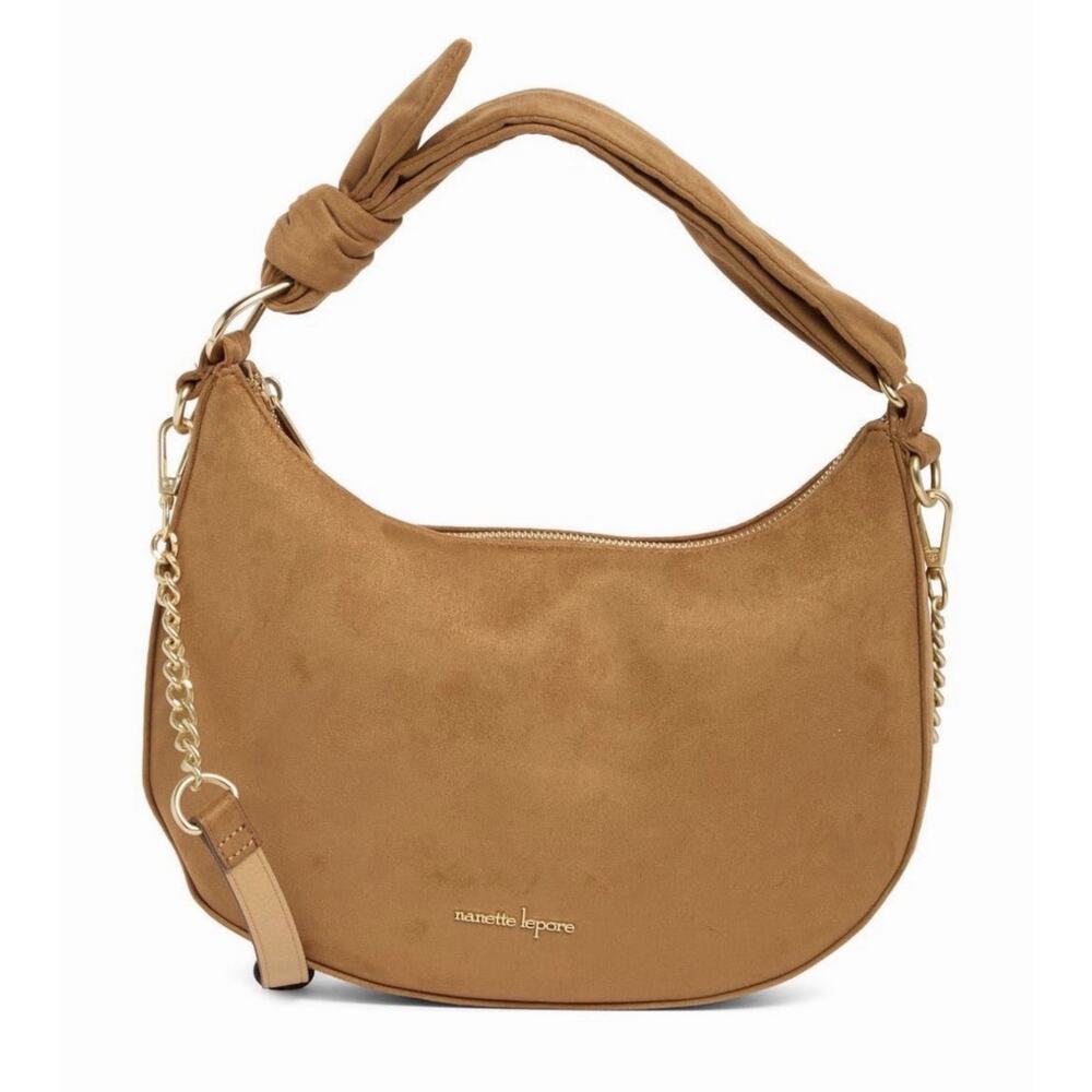 Nanette Lepore Tan Pebbled Leather Shoulder Bag Gold Hardware